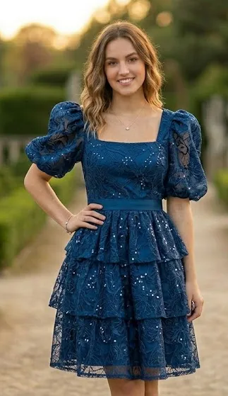 Puff-Sleeve Party Frock